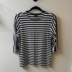 J. Jill Navy and White Striped Long Sleeve Top